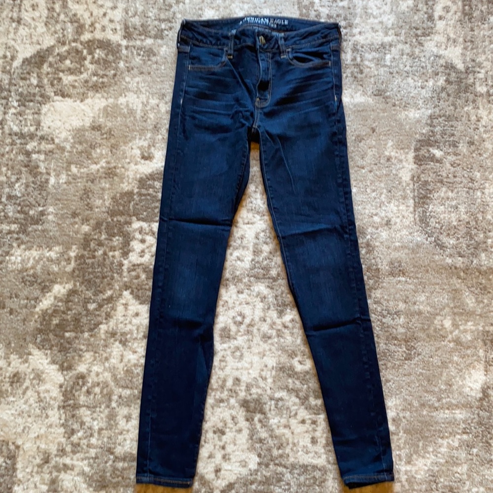 AE super super stretch dark denim jeans